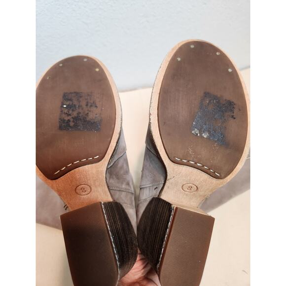 Timberland Taupe Suede Heeled‎ Boots Size 8 Knee High Stacked Heel A2660 - Picture 5 of 13